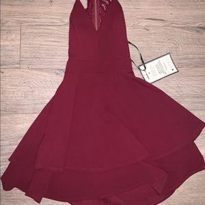 Burgundy Backless Skater Dress